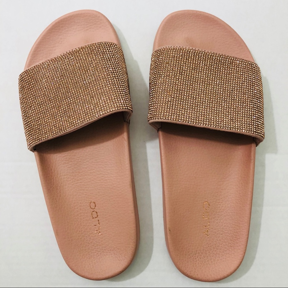 ALDO rose gold slip on sandal